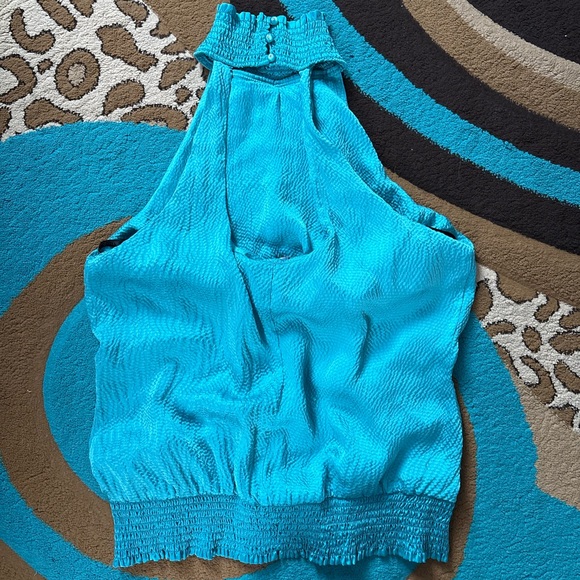 bebe Vibrant Blue Halter Blouse - Picture 2 of 8